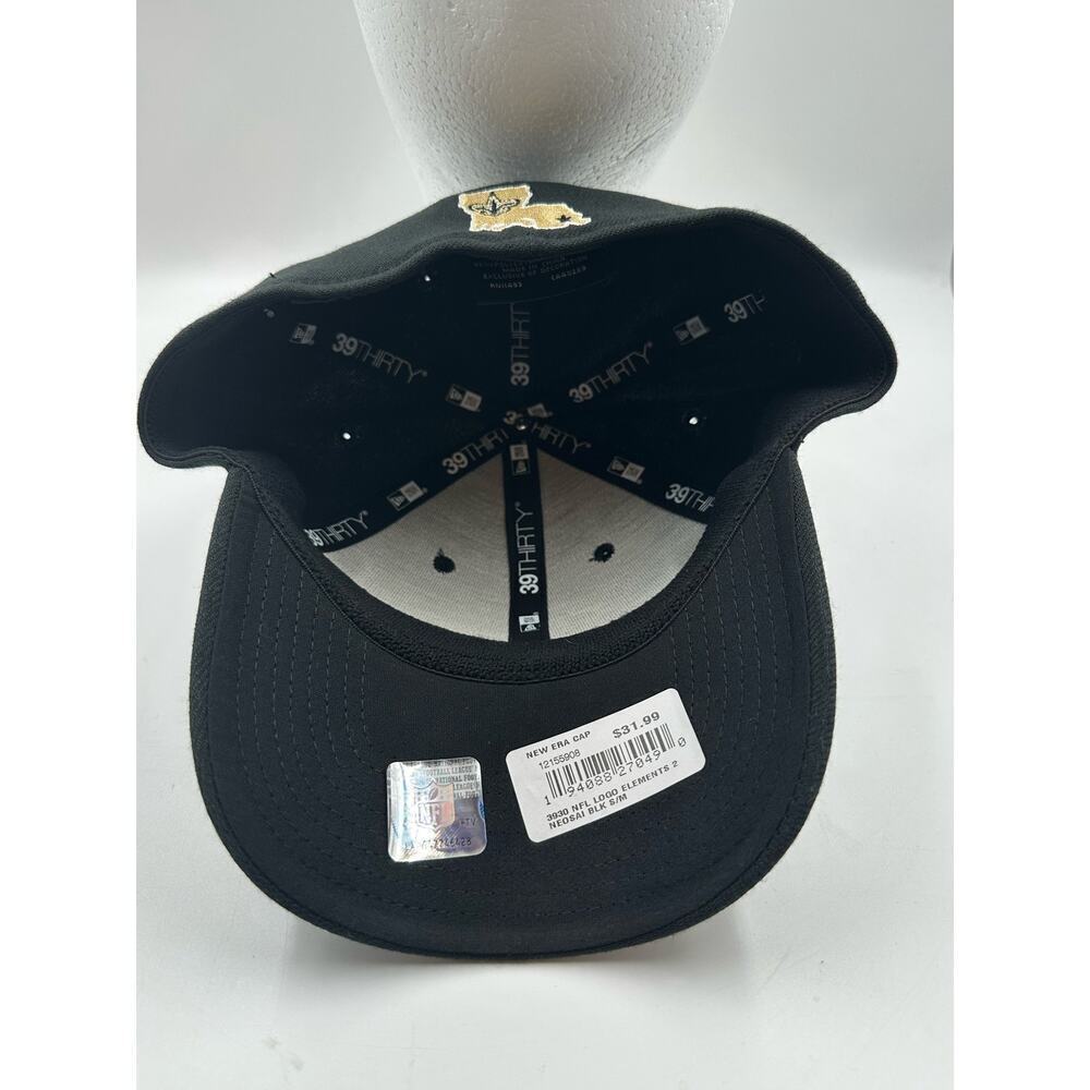 New Orleans Saints New Era Black NFL 39THIRTY Football Hat Mens - Picture 3 of 3